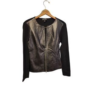 Classiques Entier Merino Wool And Leather Zip Front Top
